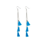 Women's Tassels Beads Hook Dangler Hanging Hanging Earrings-Blue - GillKart