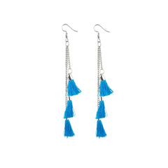 Women's Tassels Beads Hook Dangler Hanging Hanging Earrings-Blue - GillKart