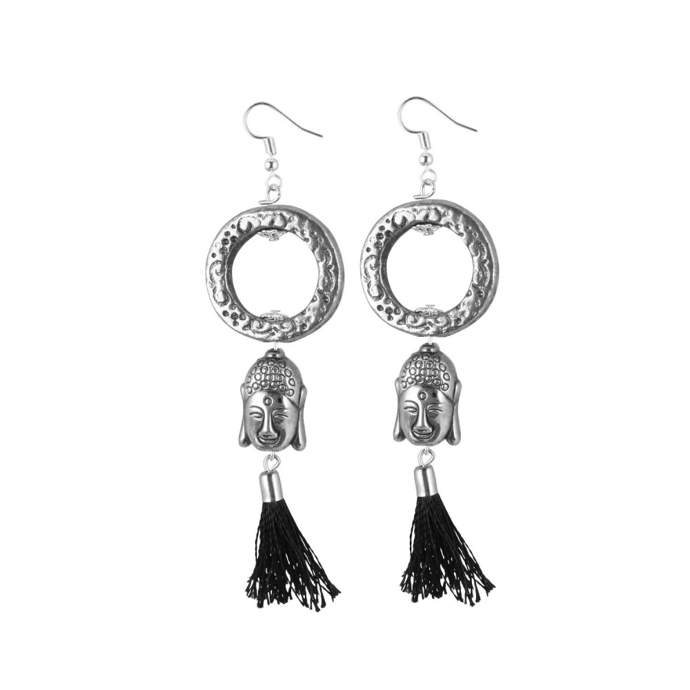 Women's Oxidized Silver plated Buddha Style Earrings-Silver - GillKart