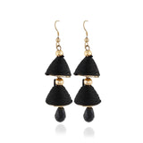 Women's Alloy, Beads Hook Dangler Hanging Earrings-Black - GillKart