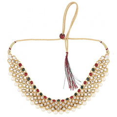 Gold Plated Kundan Jewellery Necklace Set With Earrings - GillKart