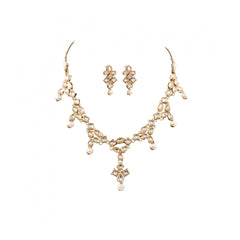 Designer Pearl Gold Plated Kundan Necklace Set - GillKart