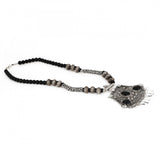 Tibetam Silver and Black Acrylic Beads Necklace - GillKart