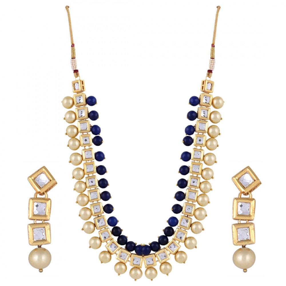 Fashion Jewelry Kundan Pearl Stylish Fancy Wedding Party Wear Jewellery Set - GillKart