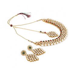 Gold Plated Kundan Jewellery Necklace Set With Earrings - GillKart