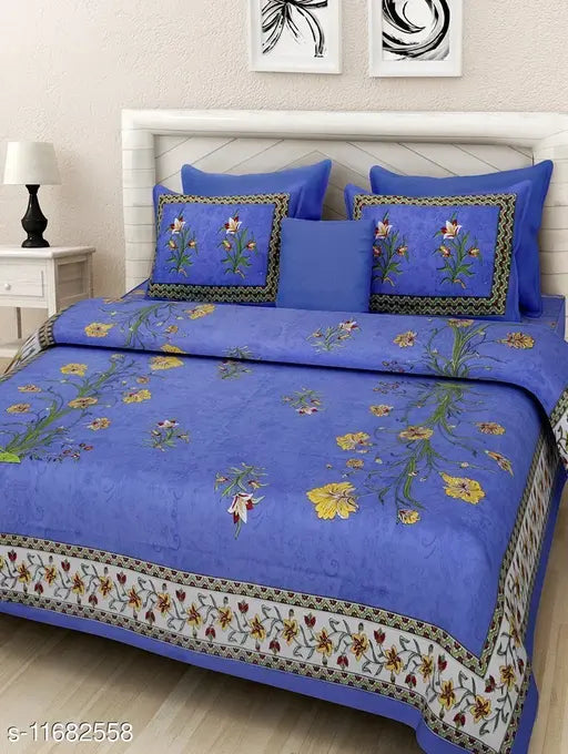 Rajasthani Jaipuri Printed Double Bed Bedsheet Combo Pack 2 Bedsheet with 4 Pillow Cover