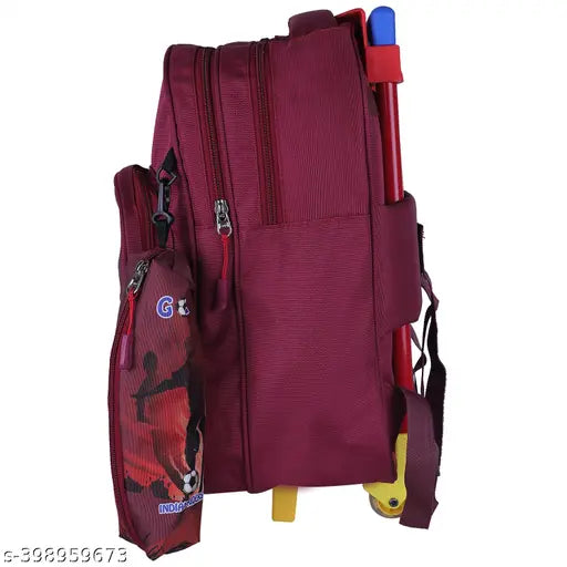 Indian Riders FOOTBALL INDIAN DREAM Kid's School Bag & pencil pouch & Trolley (Maroon , 30 L) Waterproof Trolley (Maroon, 30 L)