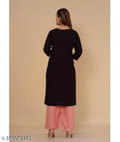 "" Trending Samba Beautiful PEACH AND BLACK Embroided work From Jaipur track Kurta With Embroided work BotamWear Dress Foe Women" (Peach ,Pink :: Black )