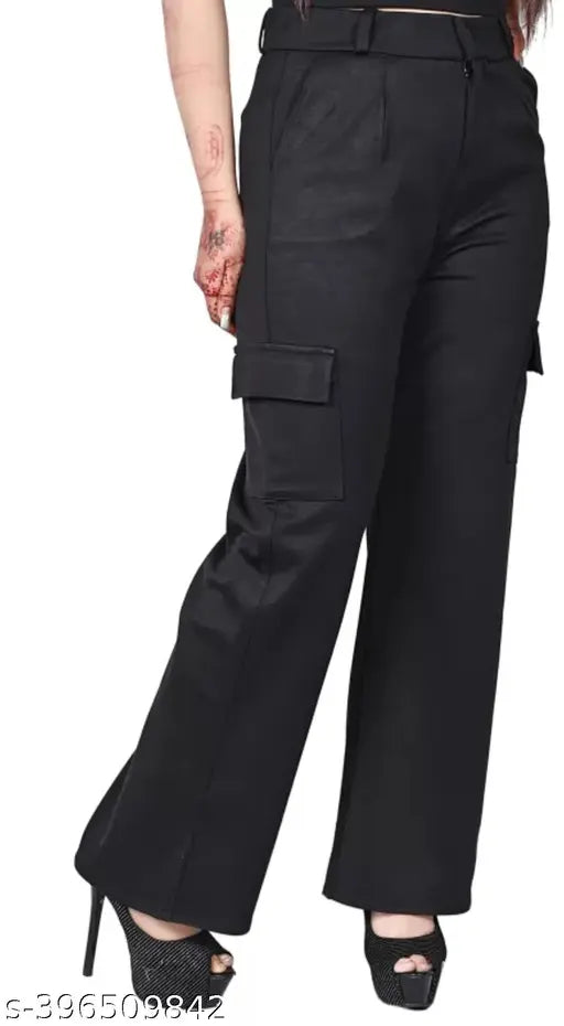 AG Garemnts l For Pocket l High Rise | Cargo Pants | Slanted Inset pocket & Patch with Flap | Straight Fit | Fit | Stretchable | Relaxed | Casual and Formal Wear | Trousers & Pant