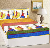 Rajasthani kathputli print Double Bed BedSheet with 2 Pillow Cover