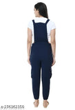 NK ENTERPRISES Pretty Comfy Stylish Latest Fashionable Women Navy Blue Jumpsuits Dress | Nk-3221_Printed_DUngaree_Navy