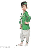 RK Collection Kids Party/Festive C-Green Designer Embroidery Kurta Salwar with Light Green Coti Suit For Girls