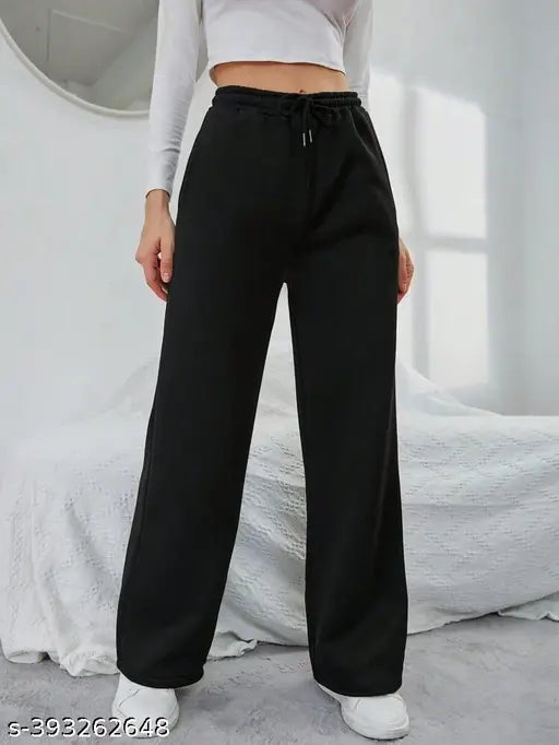 Straight fit Solid black Trouser