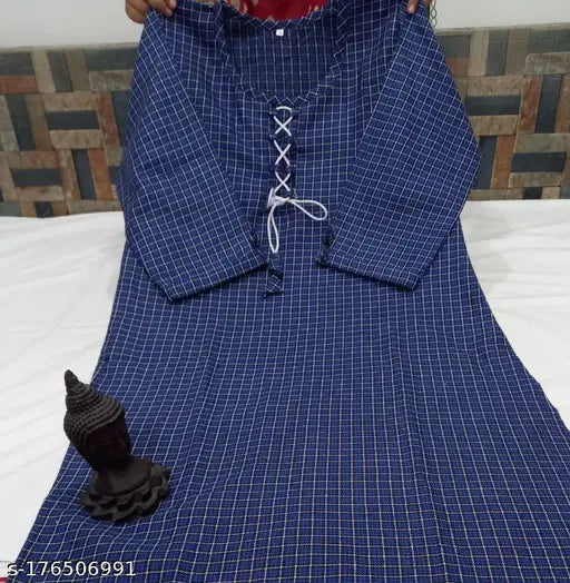 Beautiful Blue Check Woolen Kurta for Woman & Girls