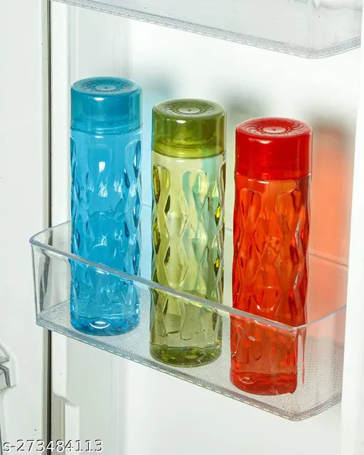 Triangle Shape Design School / Office / Collage / Fridge Water Bottle-Set Of 3 Pic 1000 ml Bottle (Pack of 3, Multicolor, PET)