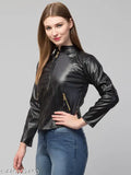 Women / Girls solid stylish pu lether /regsine jacket