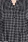 Women's Checked Grey Rayon Top