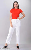 Yashu Creations Pure Cotton Casual Daily Wear Comfy Fabulous Women Trouser Pant For Women's(White)