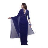 Women's Dyed Saree(Dark Blue,5-6 Mtrs) - GillKart