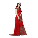 Women's Georgette Saree(Red,5-6 Mtrs) - GillKart