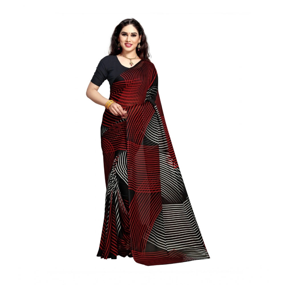 Women's Georgette Saree(Black,5-6 Mtrs) - GillKart