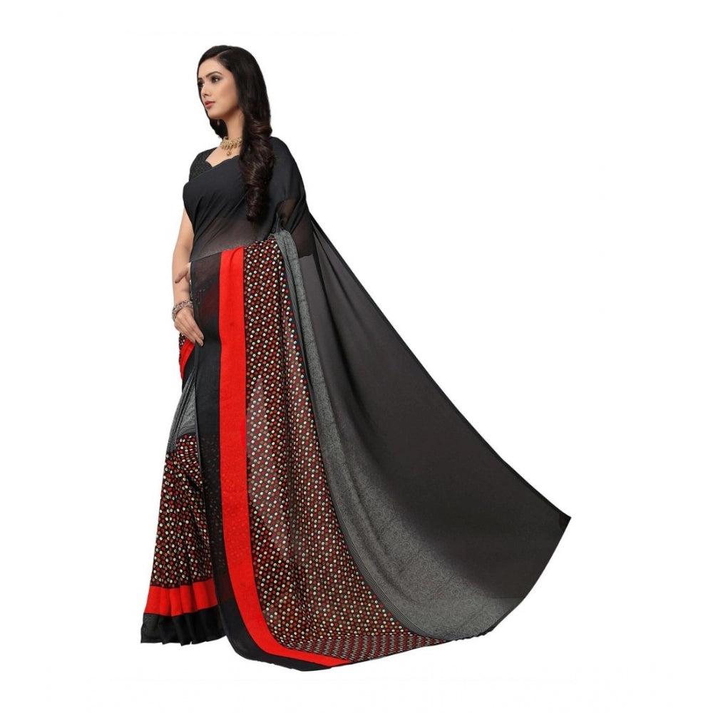 Women's Georgette Saree(Black,5-6 Mtrs) - GillKart