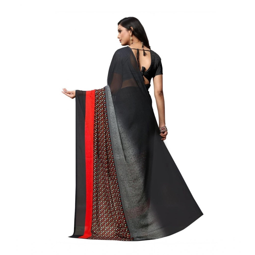 Women's Georgette Saree(Black,5-6 Mtrs) - GillKart