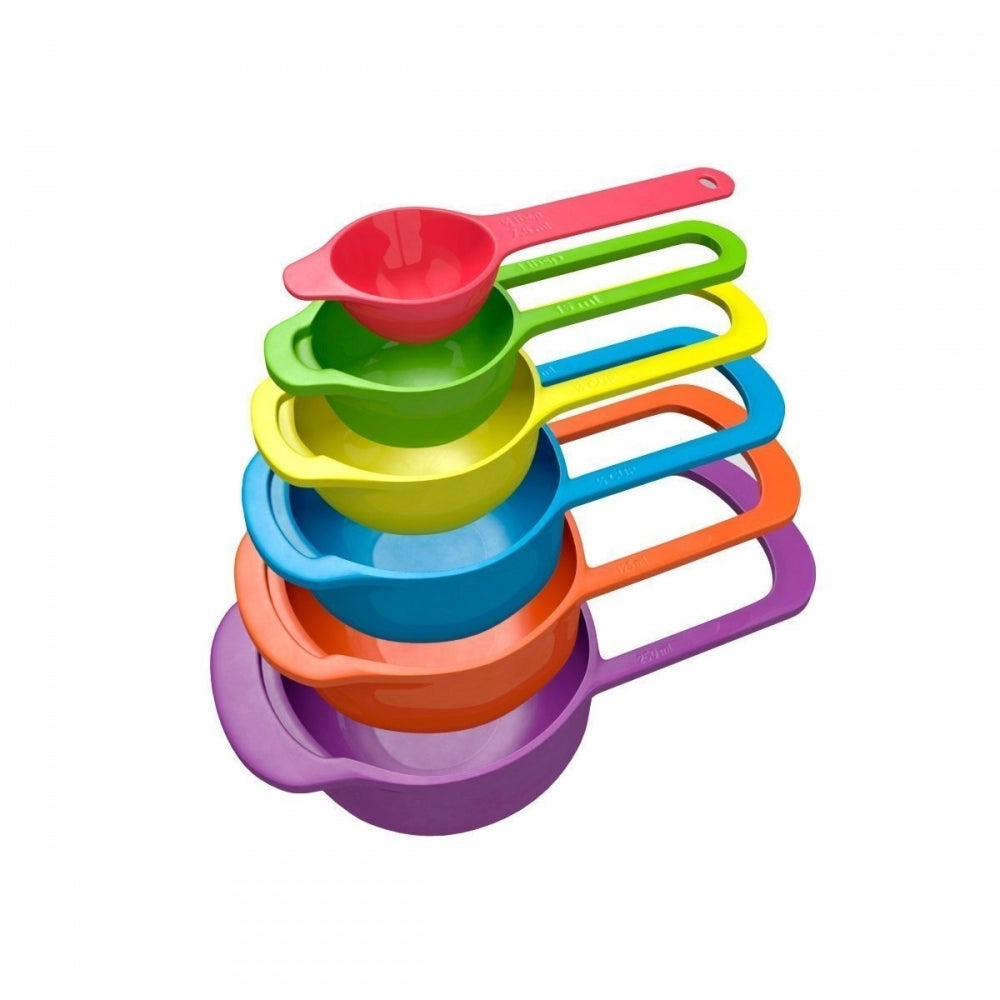 Pack Of_2 Plastic Colorful Measuring Spoon Measuring Cup(6 Pcs Set) (Color: Assorted) - GillKart