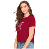 Women's Cotton Western Wear T-Shirt (Maroon) - GillKart