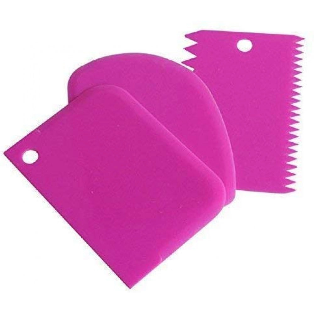 Pack Of 4_3 Pcs Plastic Dough Bench Scraper Cake Cutter (Color: Assorted) - GillKart