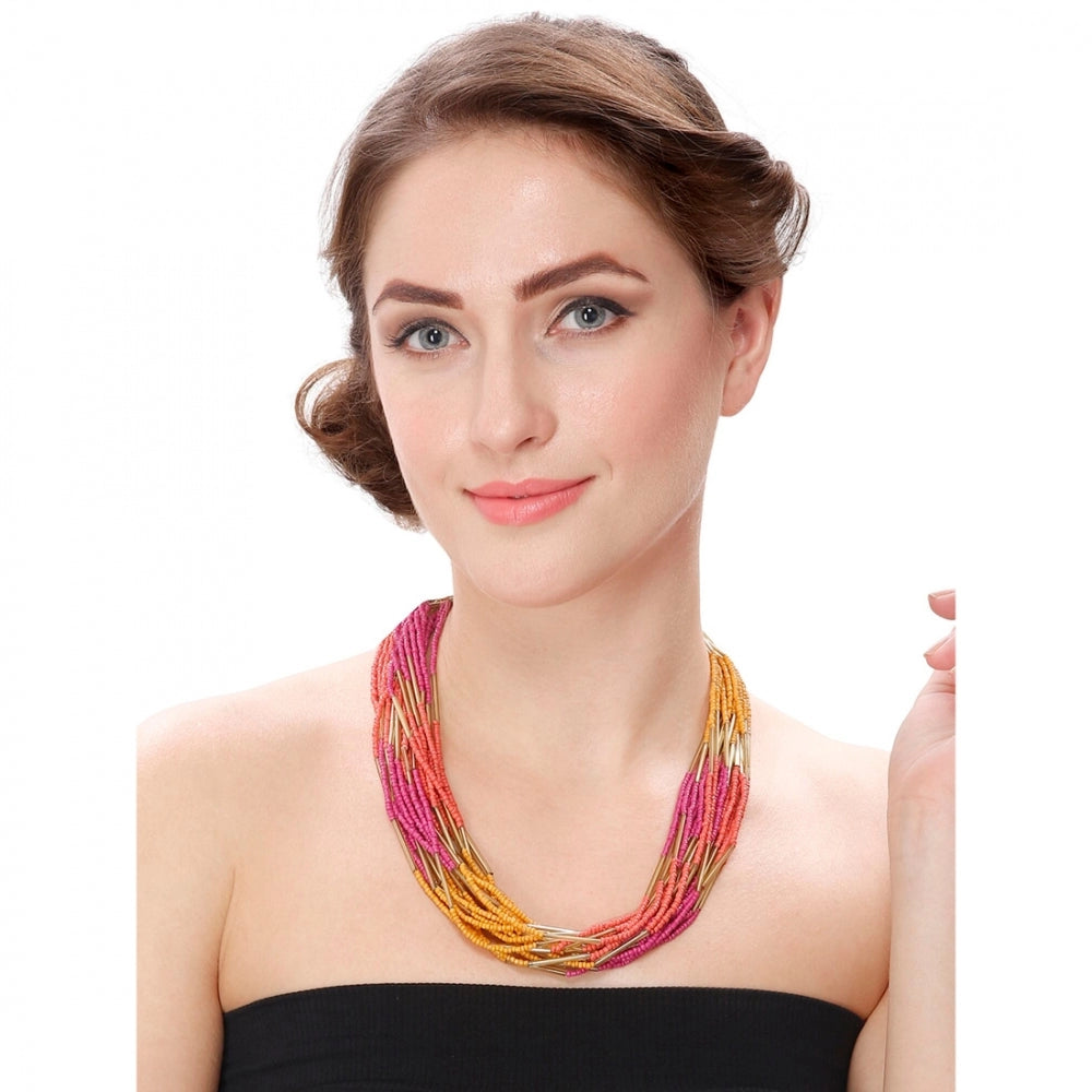 Women's Designer Elegant Multi Layer Multi Color Beads Necklace (Color: Multi Color) - GillKart