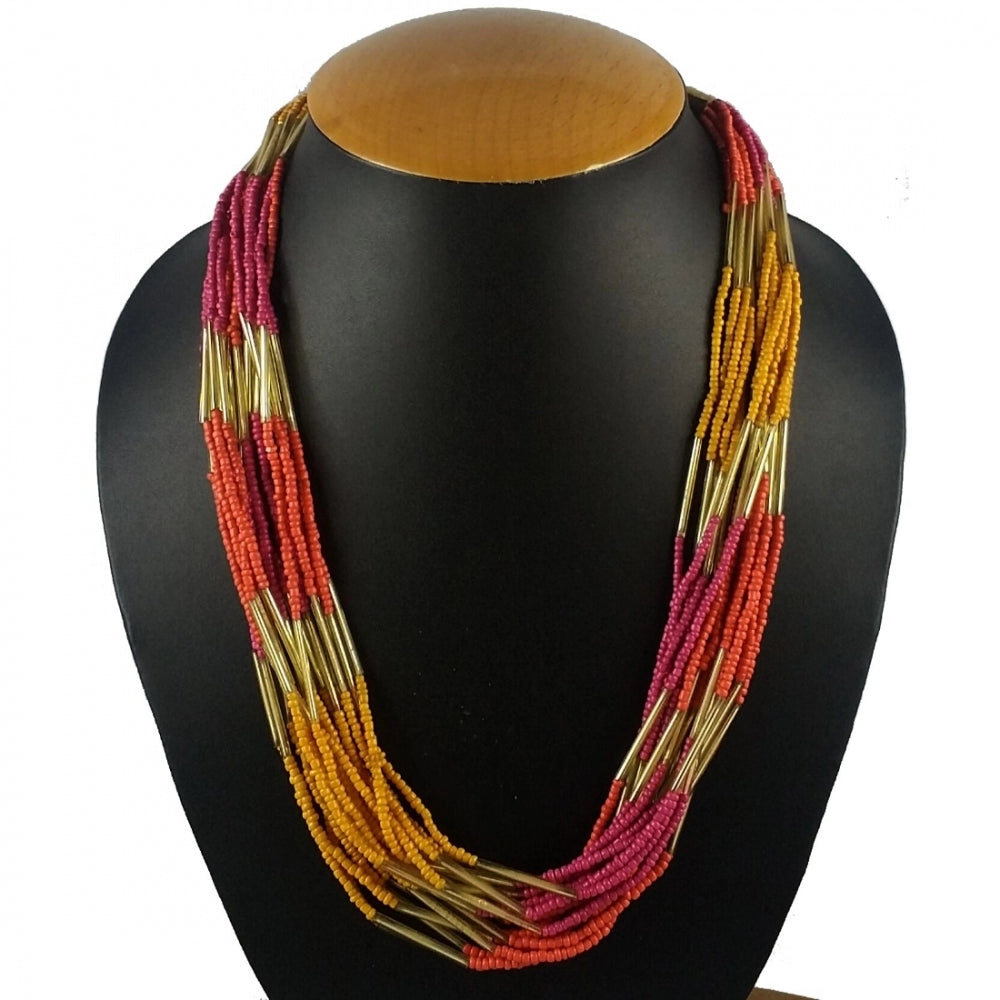 Women's Designer Elegant Multi Layer Multi Color Beads Necklace (Color: Multi Color) - GillKart