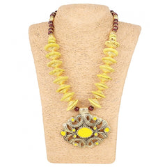 Women's Designer Yellow and Golden Beads Necklace (Color: Yellow) - GillKart