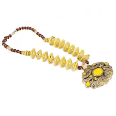 Women's Designer Yellow and Golden Beads Necklace (Color: Yellow) - GillKart