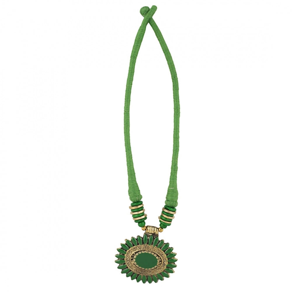 Women's Green Color Designer Tibetan Style Fashion Necklace Set (Color: Green) - GillKart