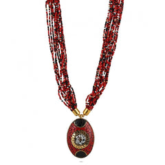 Women's Multicolor Tibetan Style Beads Necklace (Color: Red) - GillKart