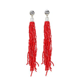 Women's Alloy, Beads Hook Dangler Hanging Earring (Color: Red) - GillKart