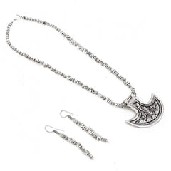 Silver Oxidised Contemporary German Silver Necklace Set For Women - GillKart