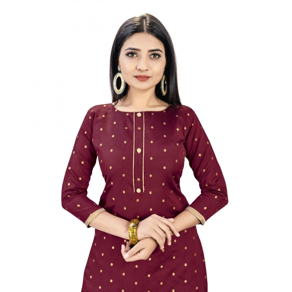 Banarasi Silk Unstitched Salwar-Suit Material Premium Quality With Dupatta (Color: Maroon) - GillKart