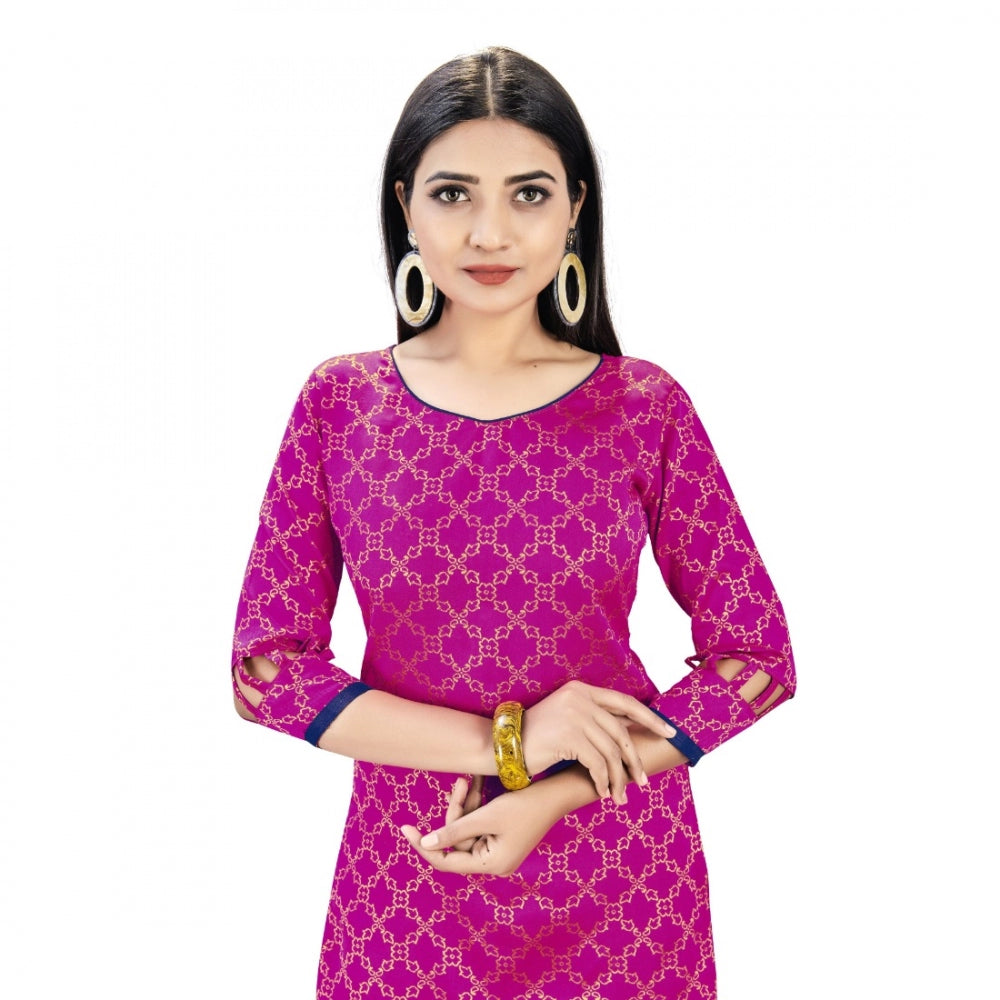 Banarasi Silk Unstitched Salwar-Suit Material Premium Quality With Dupatta (Color: Pink) - GillKart