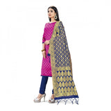 Banarasi Silk Unstitched Salwar-Suit Material Premium Quality With Dupatta (Color: Pink) - GillKart