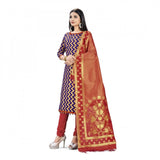 Banarasi Silk Unstitched Salwar-Suit Material Premium Quality With Dupatta (Color: Navy Blue) - GillKart