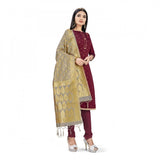 Banarasi Silk Unstitched Salwar-Suit Material Premium Quality With Dupatta (Color: Maroon) - GillKart