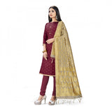 Banarasi Silk Unstitched Salwar-Suit Material Premium Quality With Dupatta (Color: Maroon) - GillKart