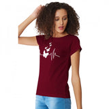 Women's Cotton Western Wear T Shirt (Maroon) - GillKart