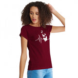 Women's Cotton Western Wear T Shirt (Maroon) - GillKart