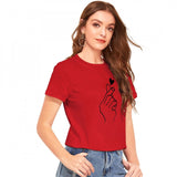 Women's Cotton Western Wear T Shirt (Red) - GillKart