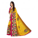 Women's Faux Georgette Saree With Blouse (Yellow, 5-6Mtrs) - GillKart