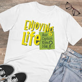 Men's PC Cotton Enjoying Life Printed T Shirt (Color: White, Thread Count: 180GSM) - GillKart