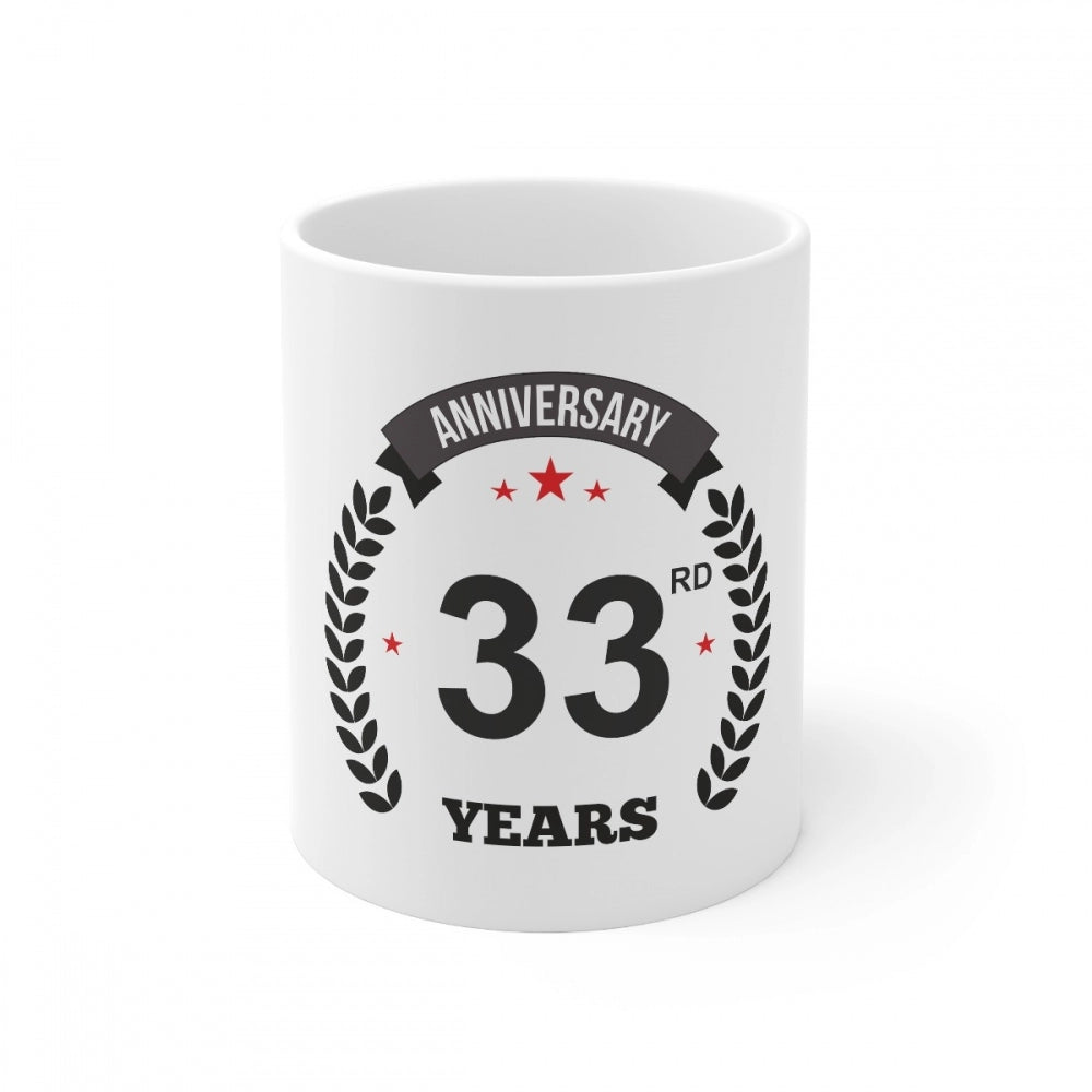 Ceramic 33rd Anniversary Printed Coffee Mug (Color: White, Capacity:330ml) - GillKart